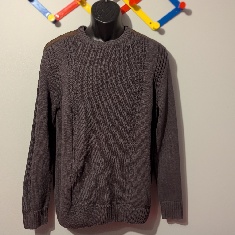 Mexx Dark Gray Crewneck Sweater with Brown Detail